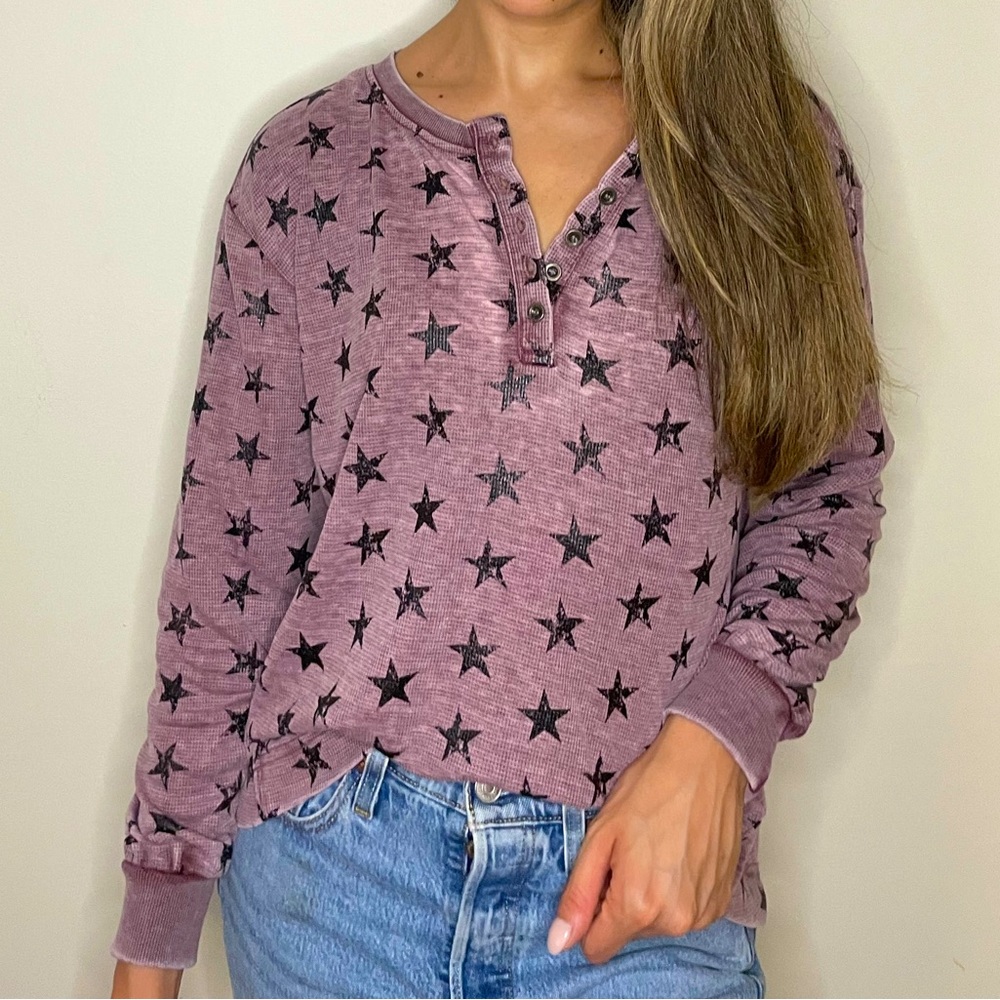 Stars Waffle Lounge Long Sleeve Top